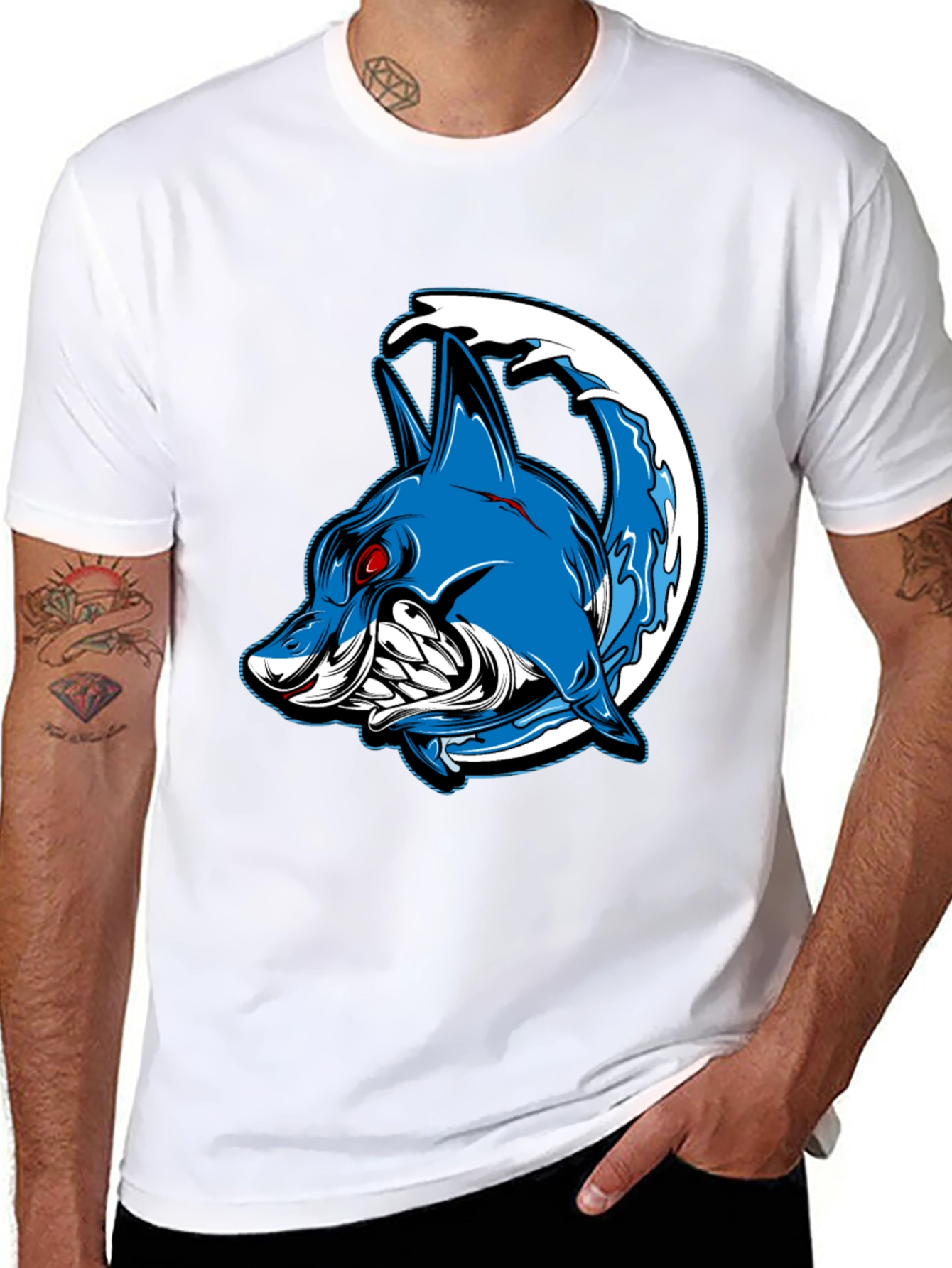 Shark Wave Graphic Tee - Mens Black T-Shirt