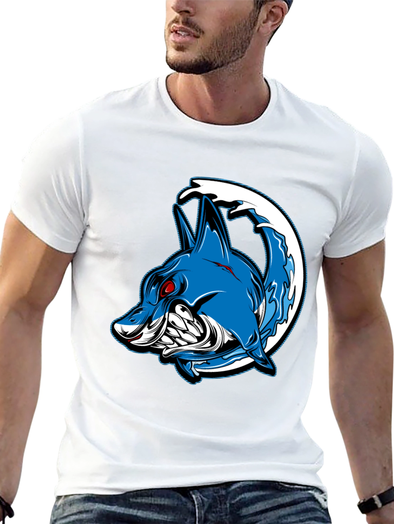Shark Wave Graphic Tee - Mens Black T-Shirt