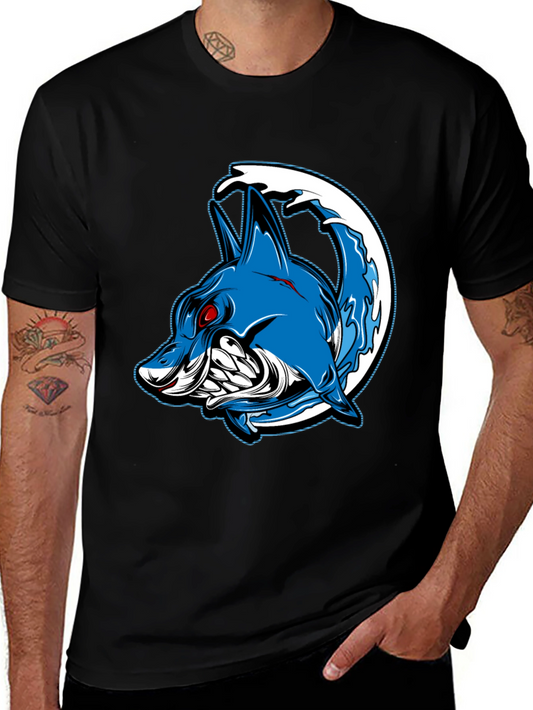 Shark Wave Graphic Tee - Mens Black T-Shirt