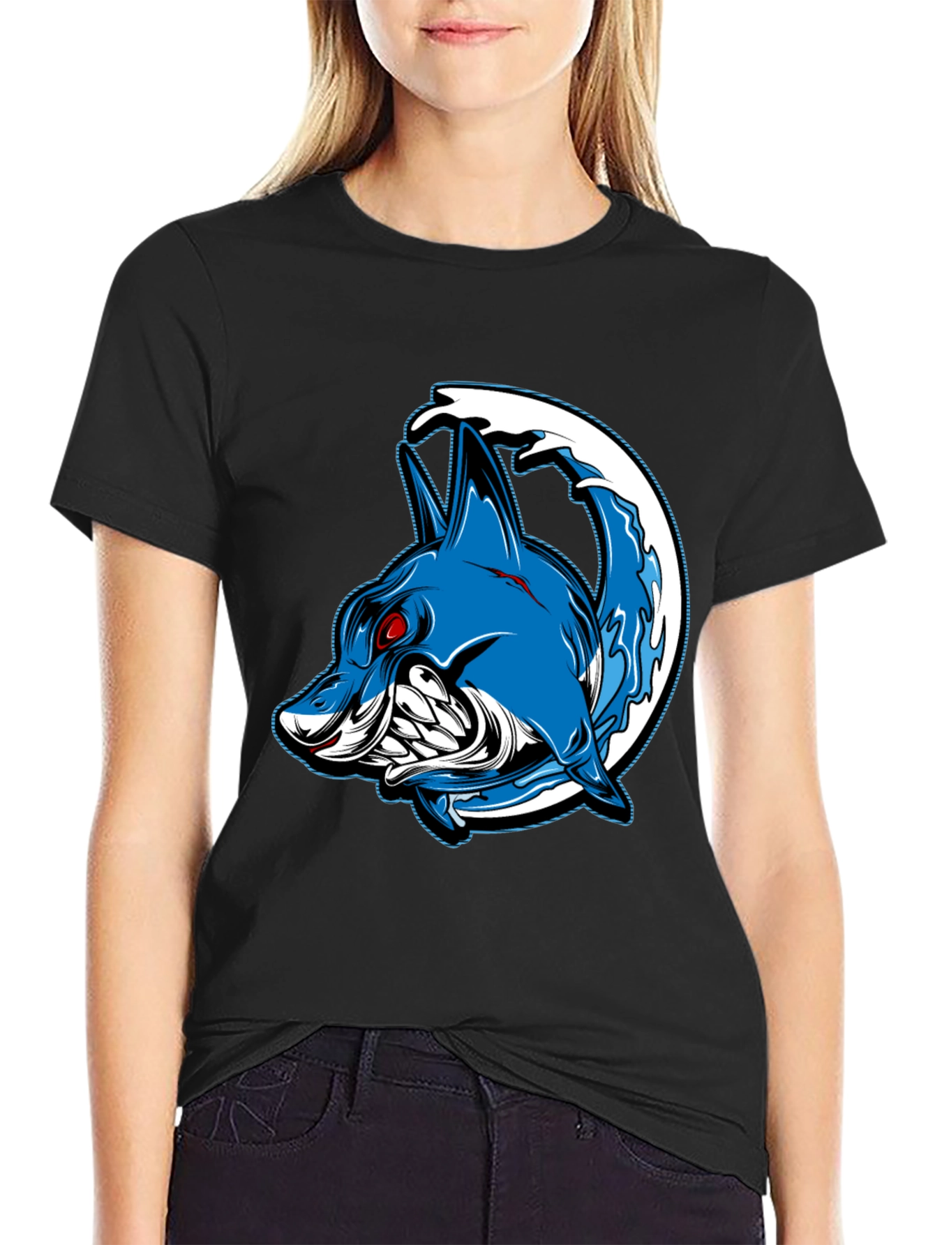 Shark Wave Graphic Tee - Mens Black T-Shirt