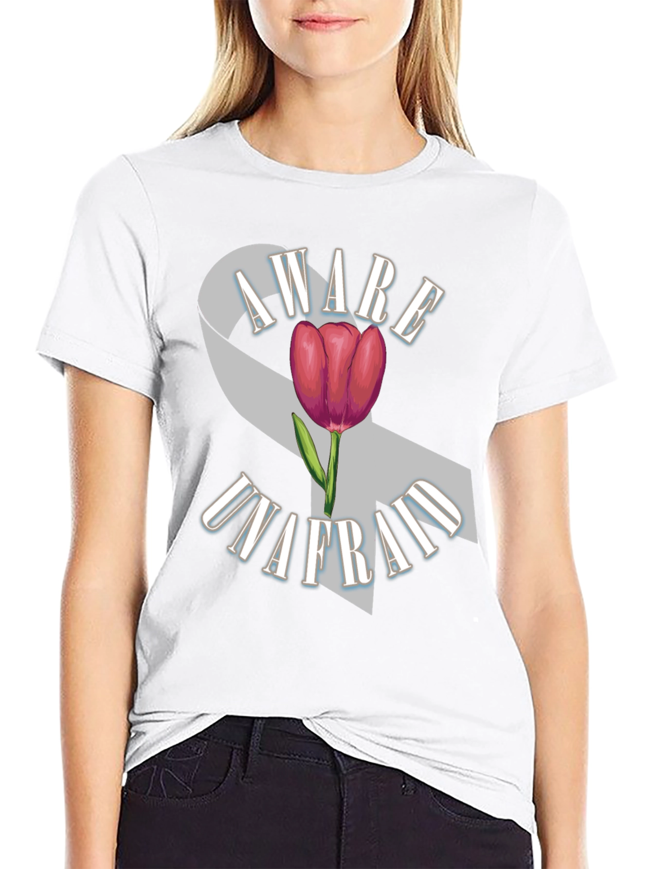 Aware Unafraid Ribbon & Tulip T-Shirt