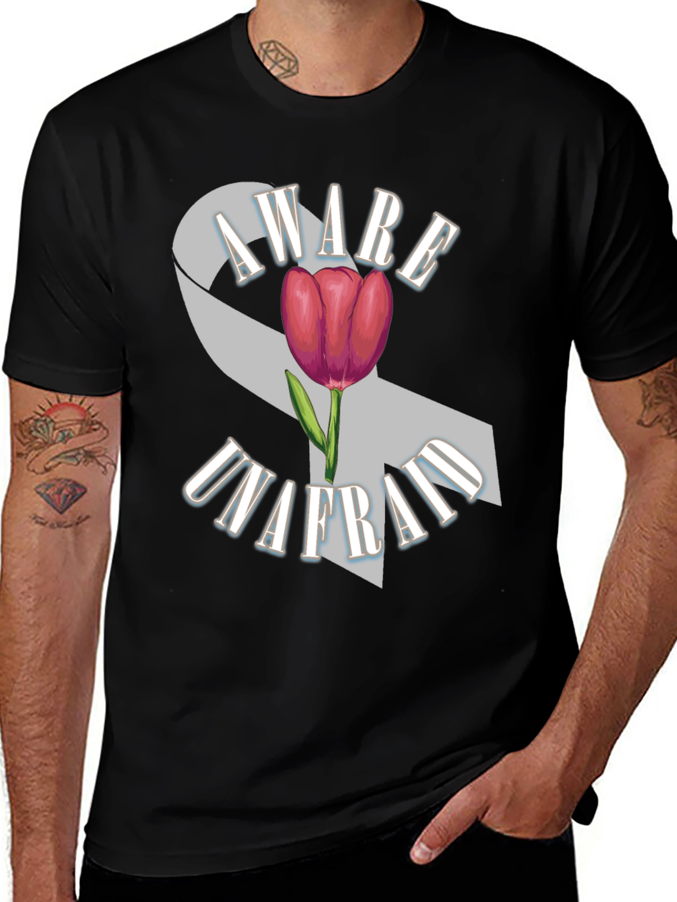 Aware Unafraid Ribbon & Tulip T-Shirt