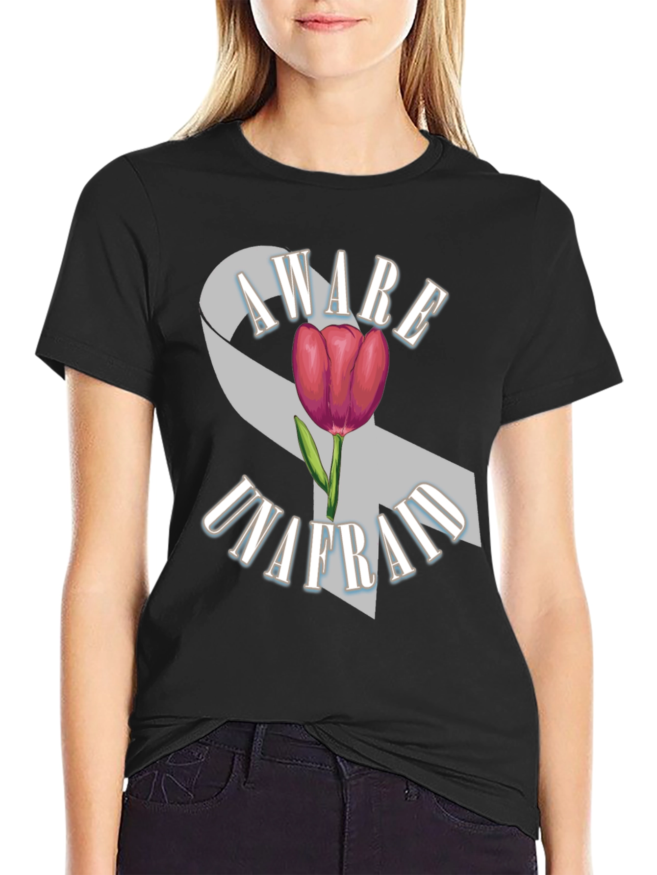 Aware Unafraid Ribbon & Tulip T-Shirt