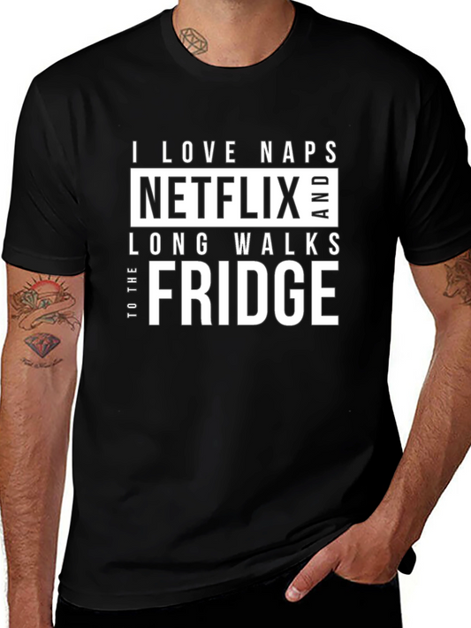 Funny I Love Naps Netflix Fridge Black T-Shirt