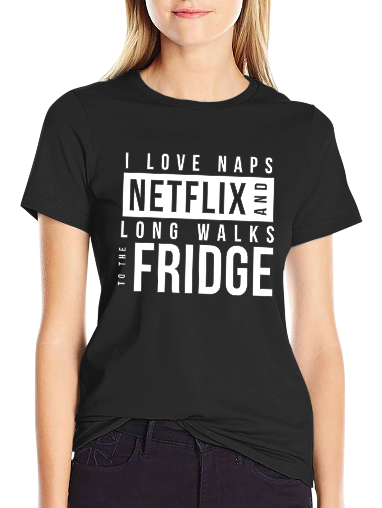 Funny I Love Naps Netflix Fridge Black T-Shirt