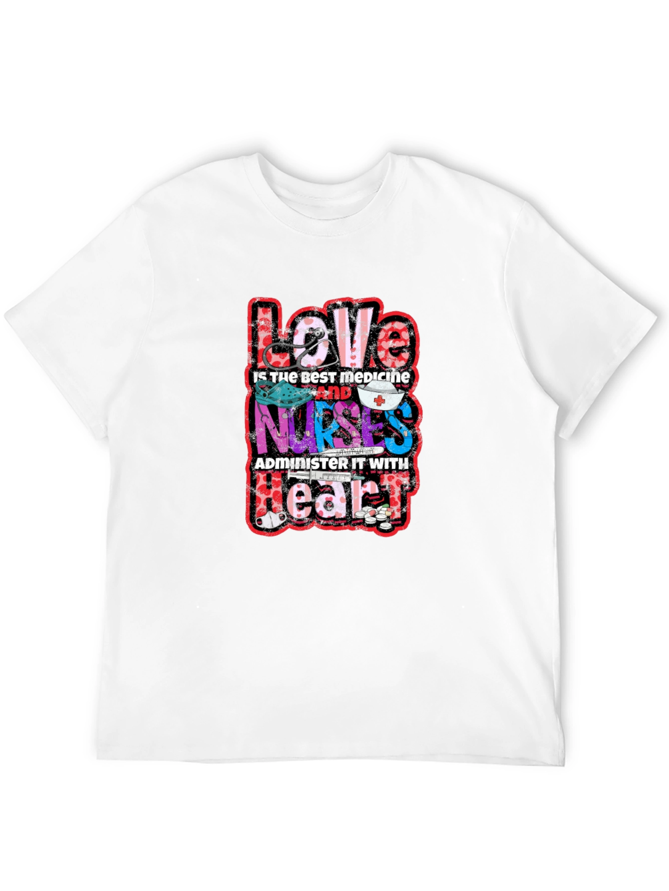 Love Nurses T-Shirt - Best Medicine Heart Tee