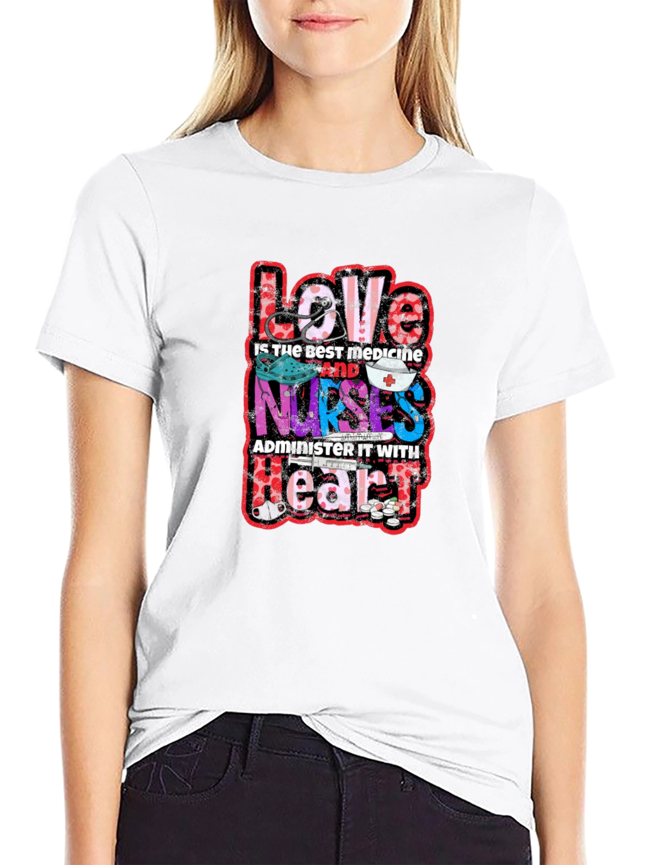 Love Nurses T-Shirt - Best Medicine Heart Tee