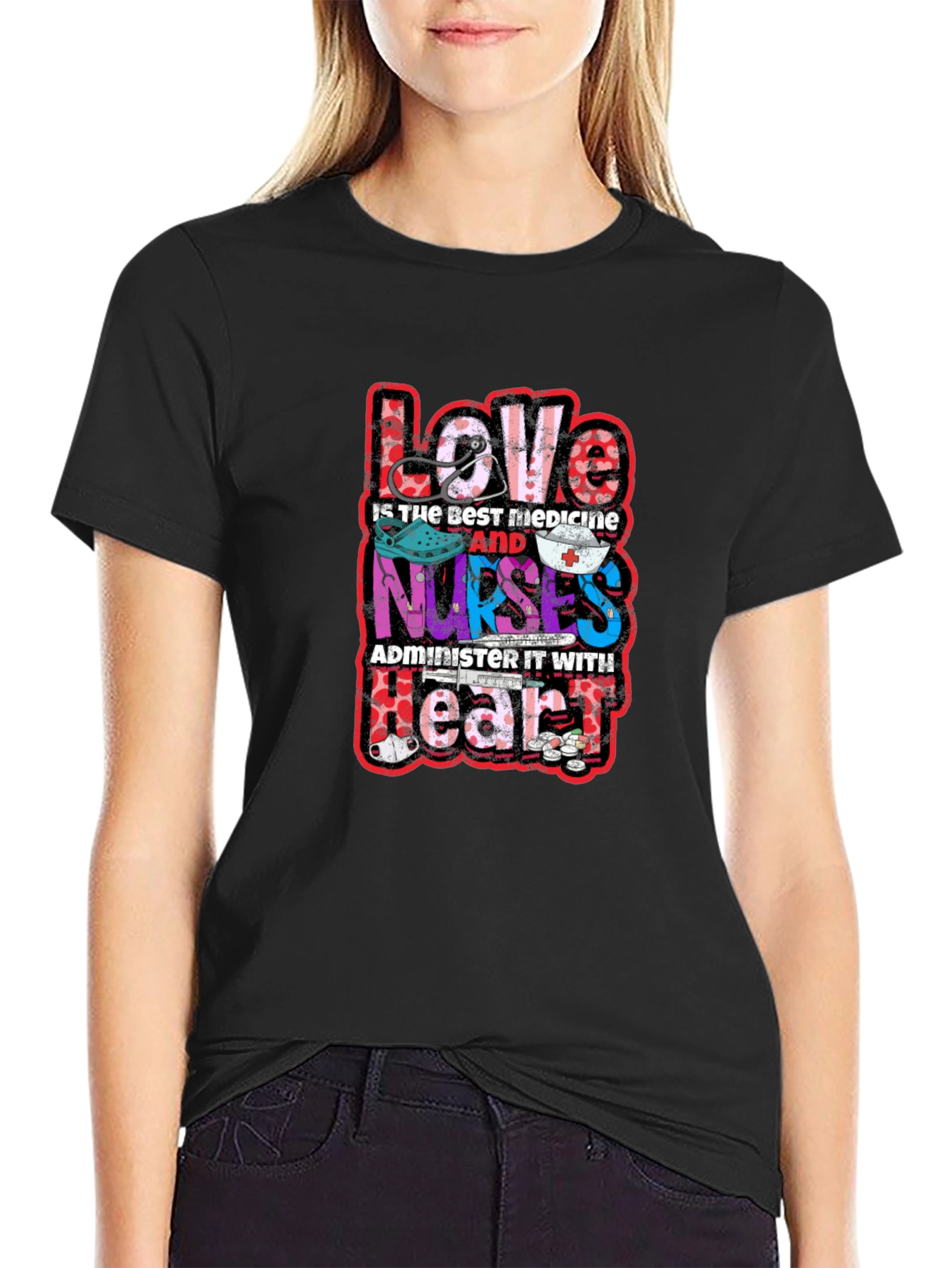 Love Nurses T-Shirt - Best Medicine Heart Tee