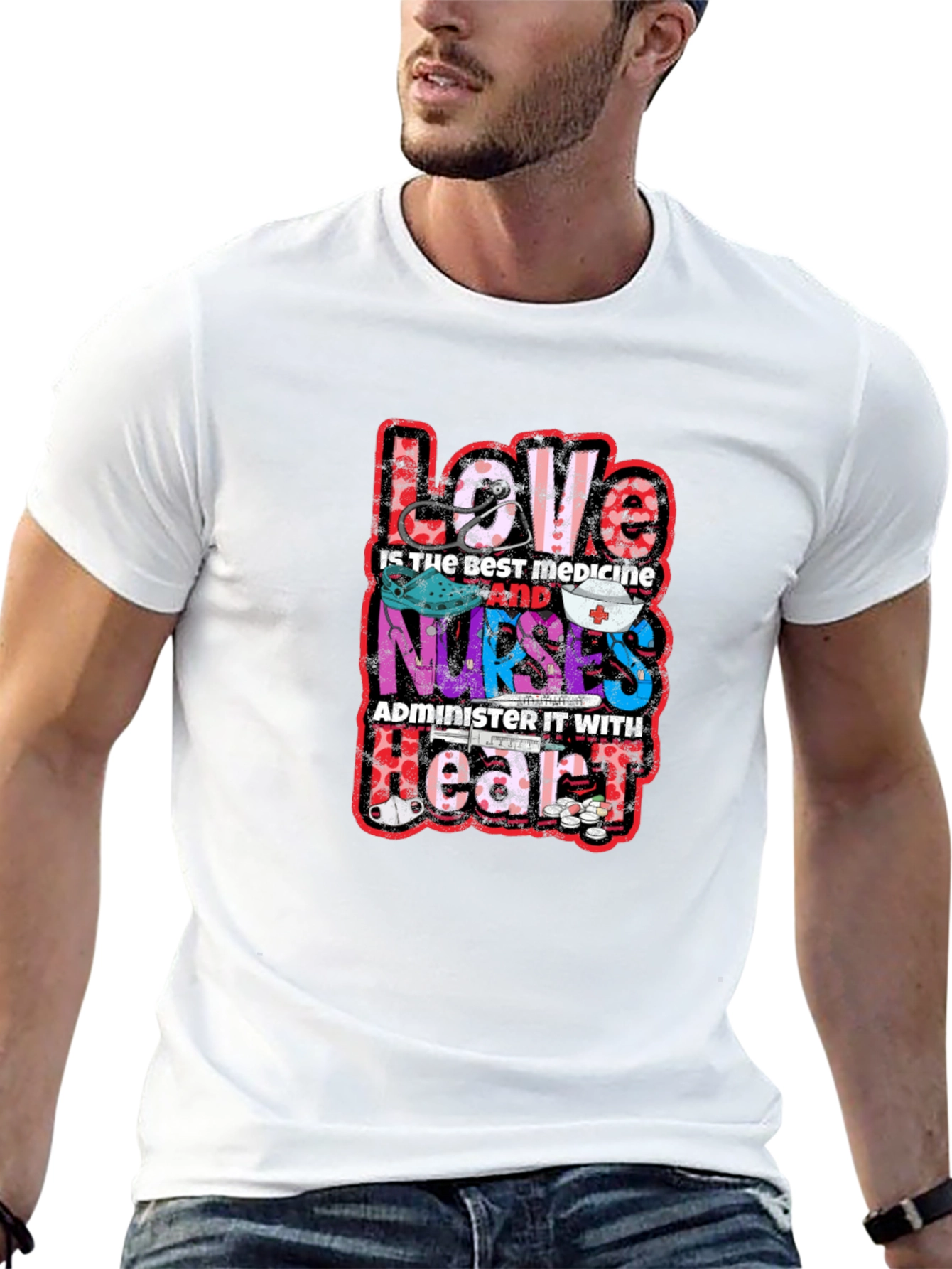 Love Nurses T-Shirt - Best Medicine Heart Tee