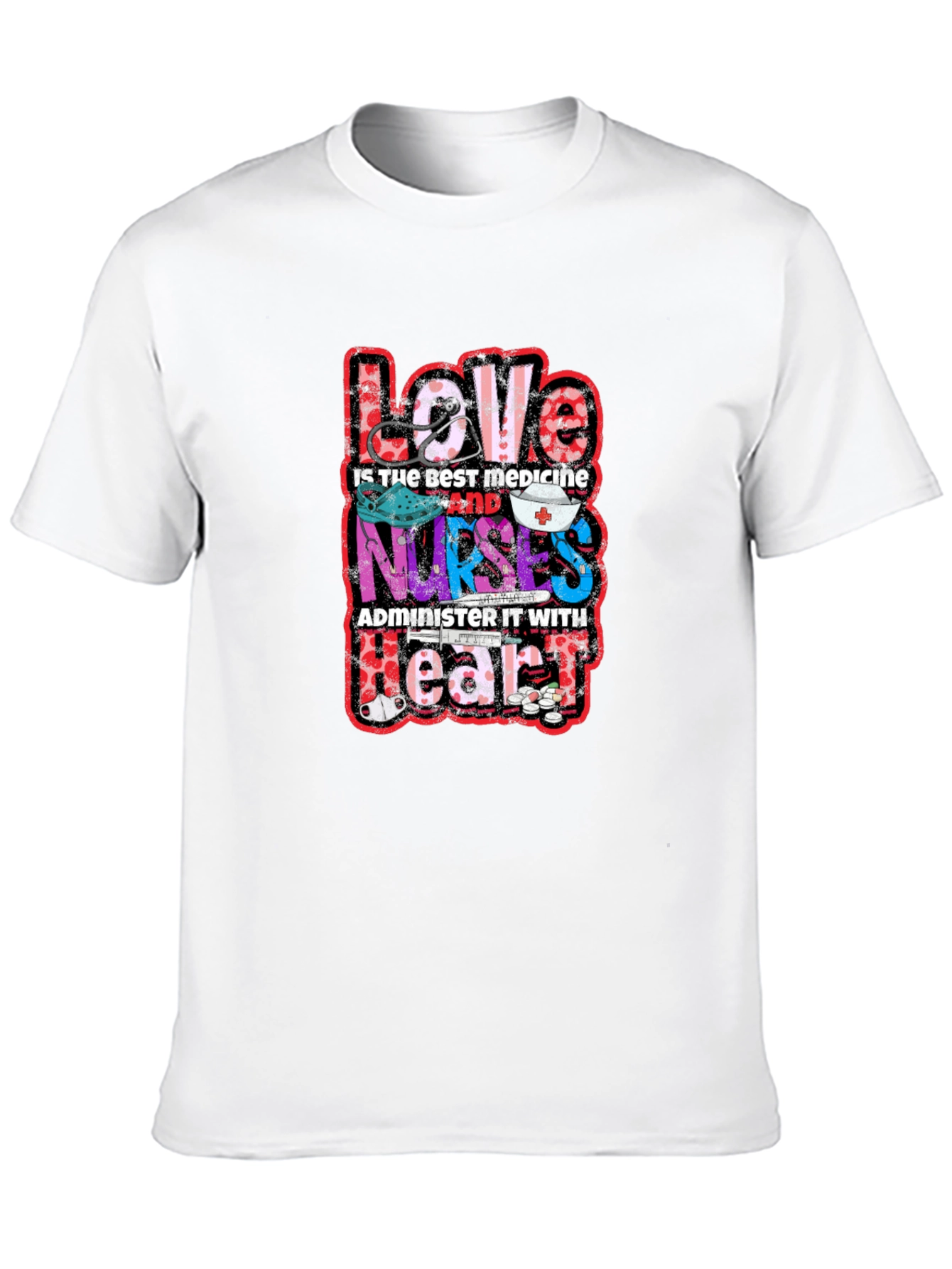 Love Nurses T-Shirt - Best Medicine Heart Tee