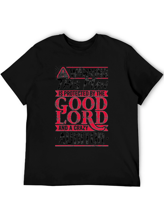 Warning Protected By Good Lord & Crazy Auditor T-Shirt