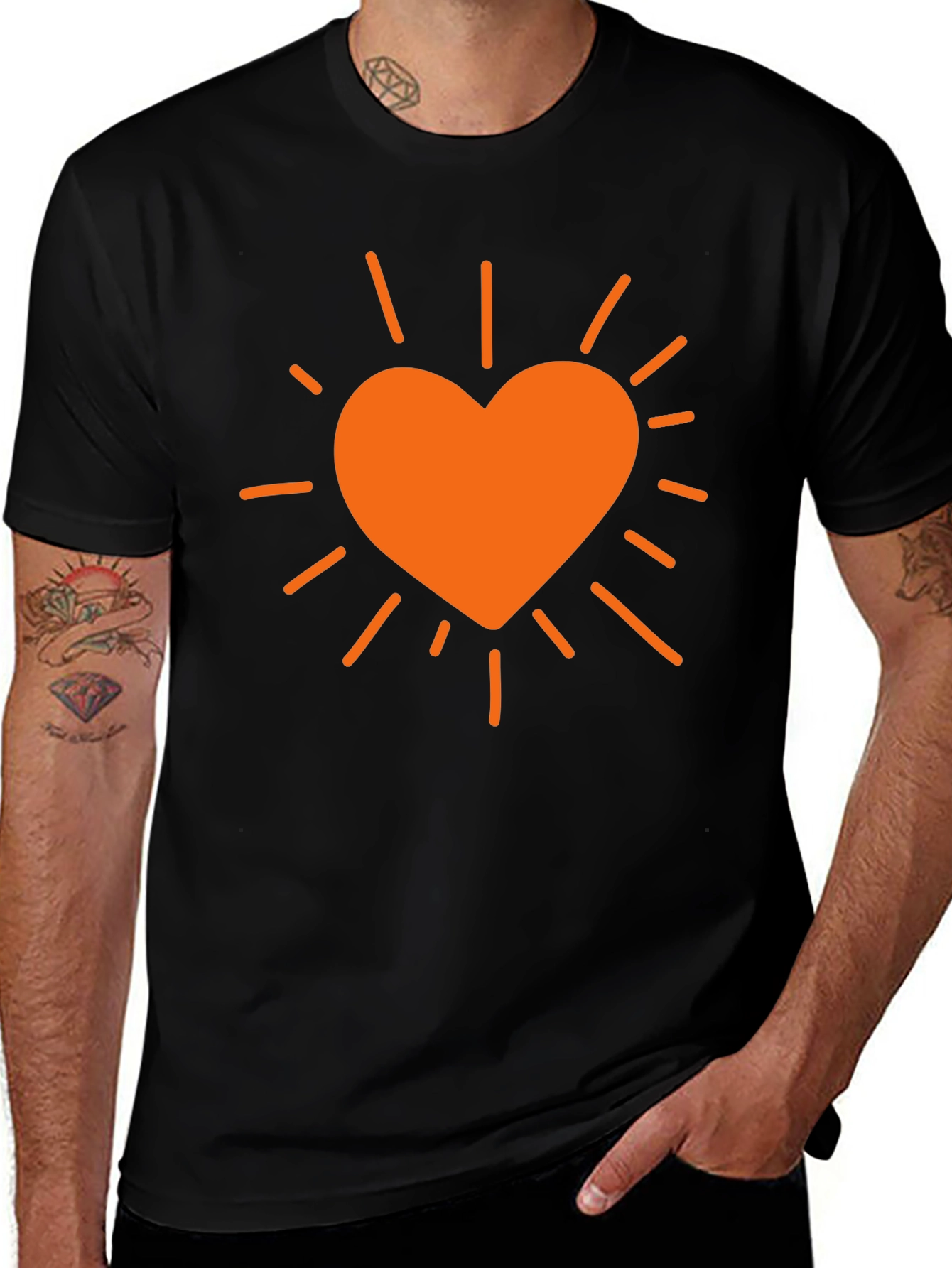 Heart Burst Graphic T-Shirt - Black
