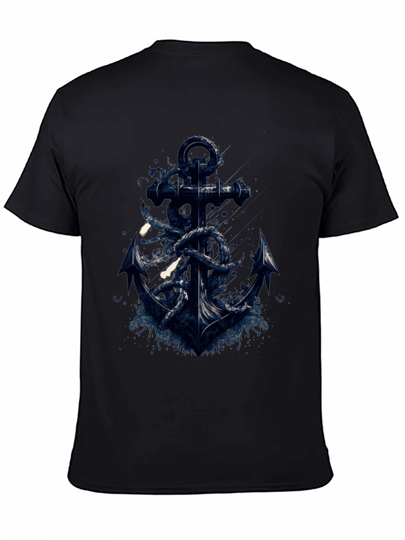 Nautical Anchor & Tentacle Graphic Tee - Black