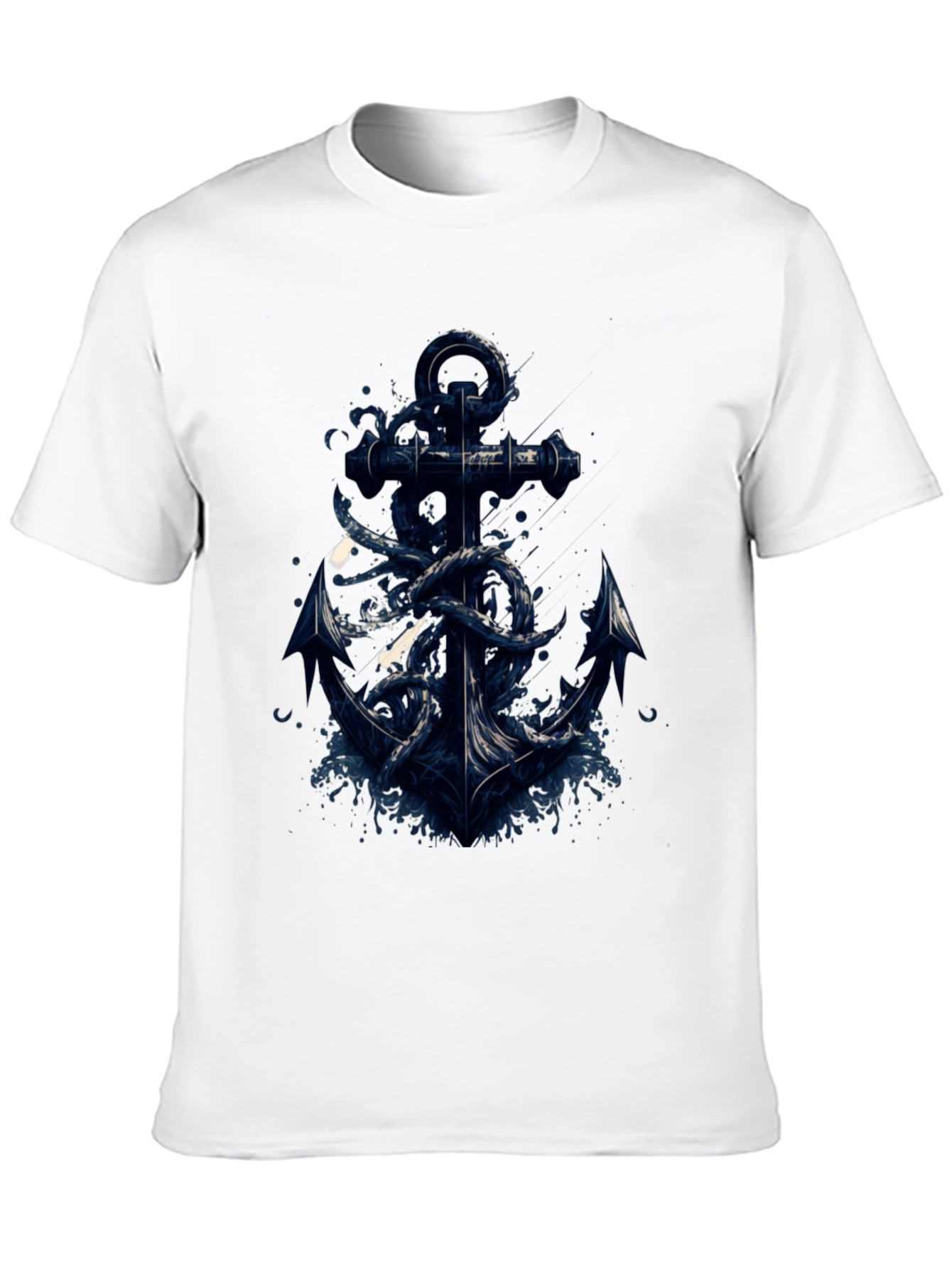 Nautical Anchor & Tentacle Graphic Tee - Black