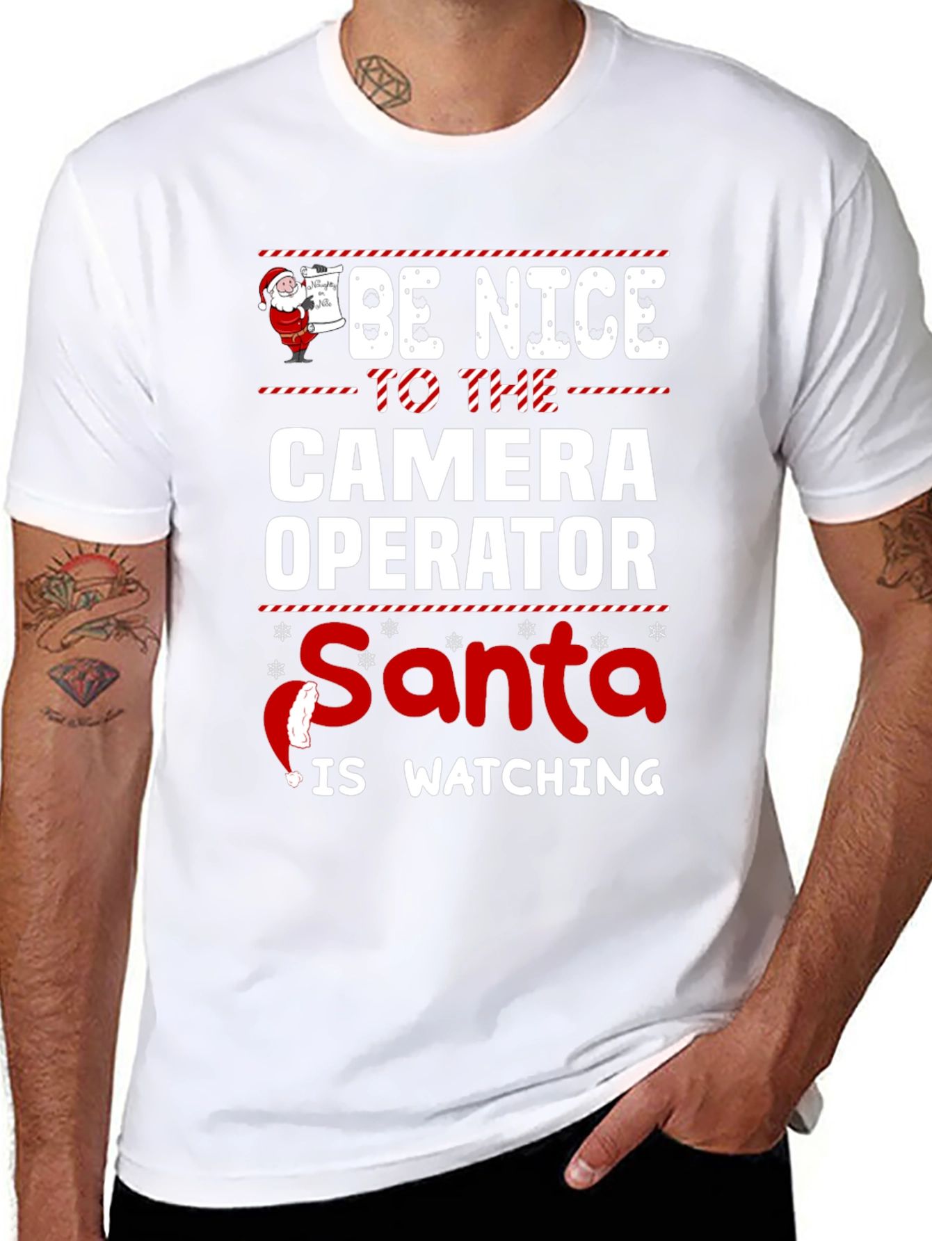 Be Nice To The Camera Operator Santa T-Shirt