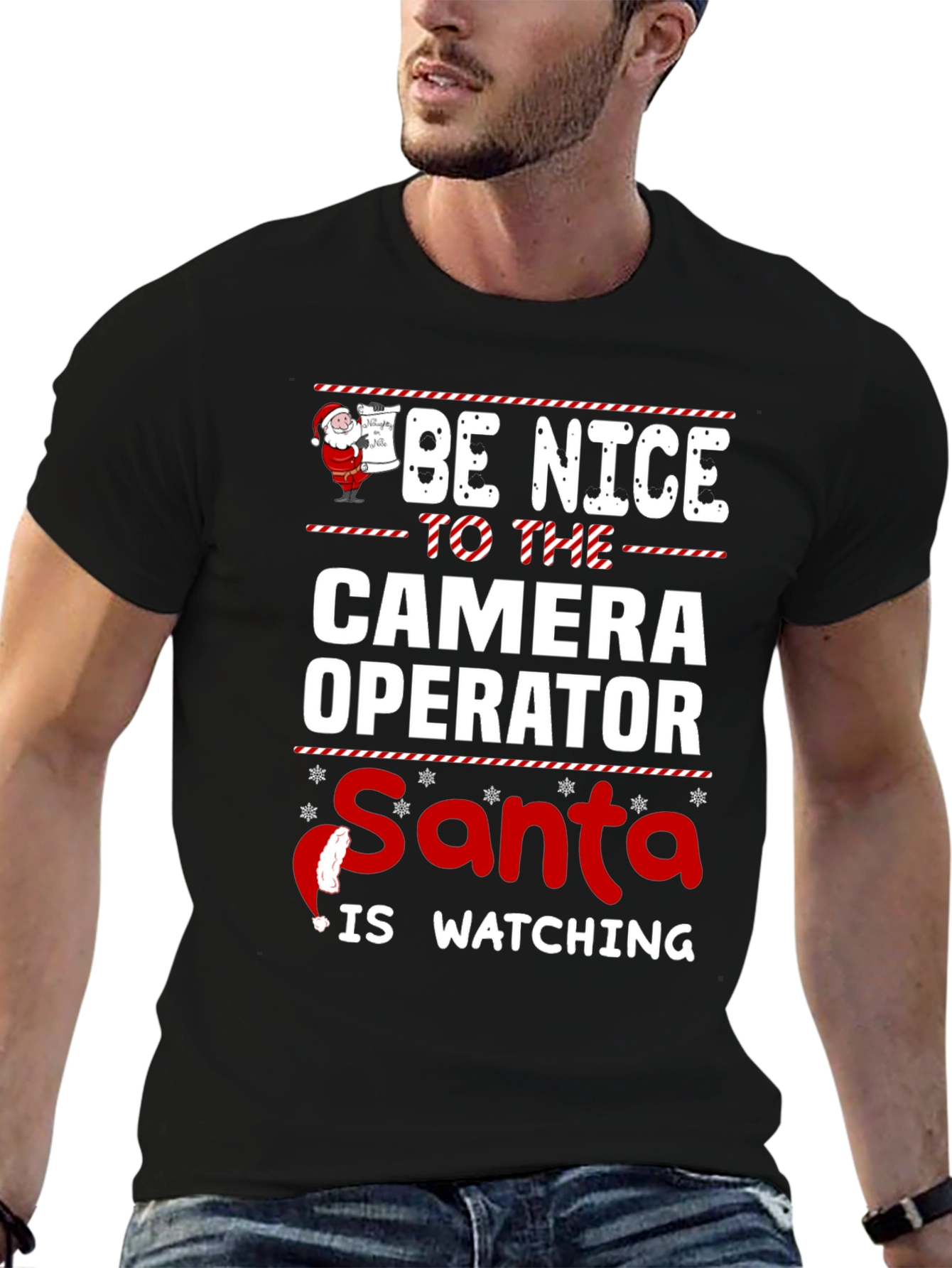 Be Nice To The Camera Operator Santa T-Shirt
