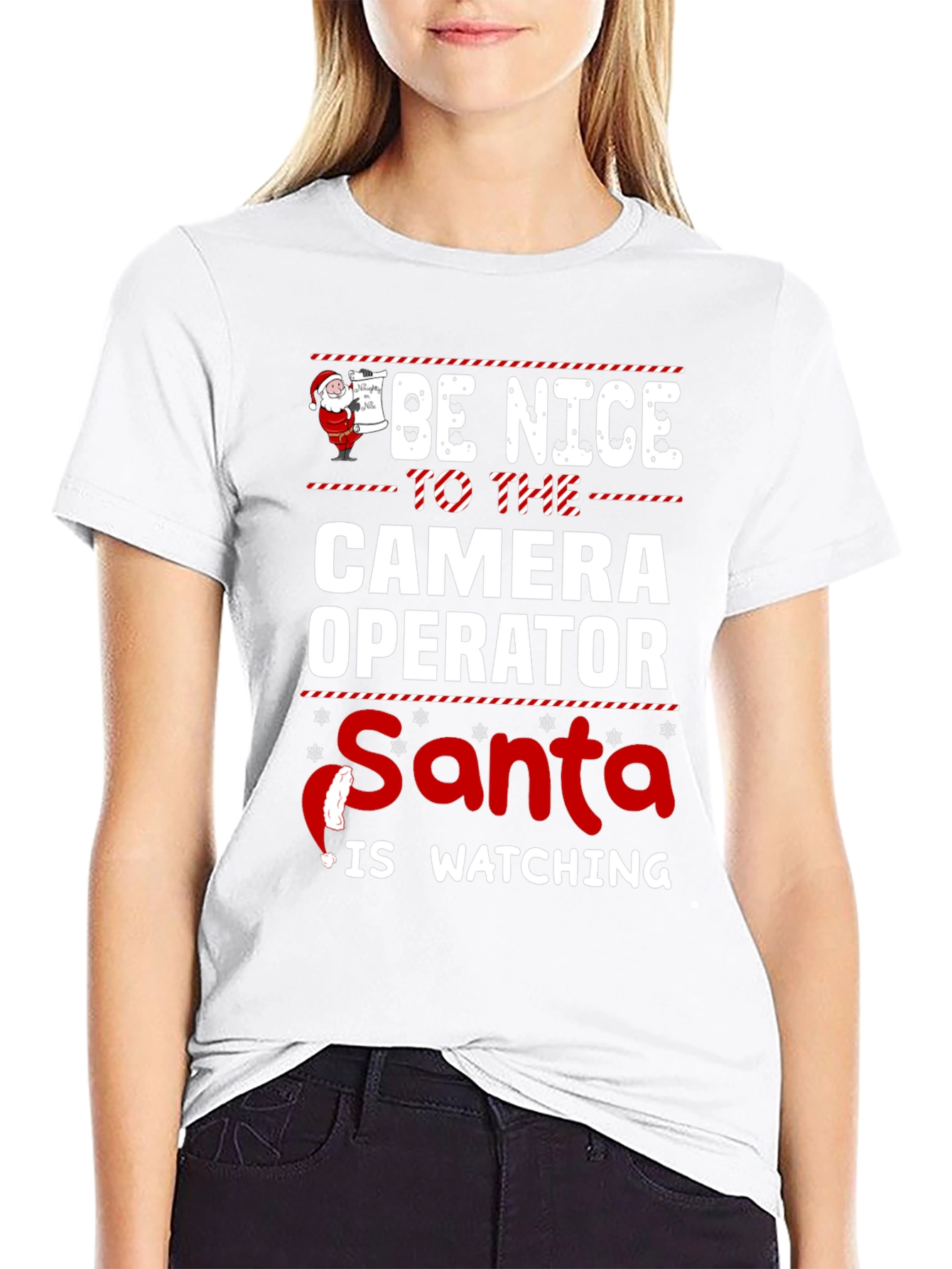 Be Nice To The Camera Operator Santa T-Shirt