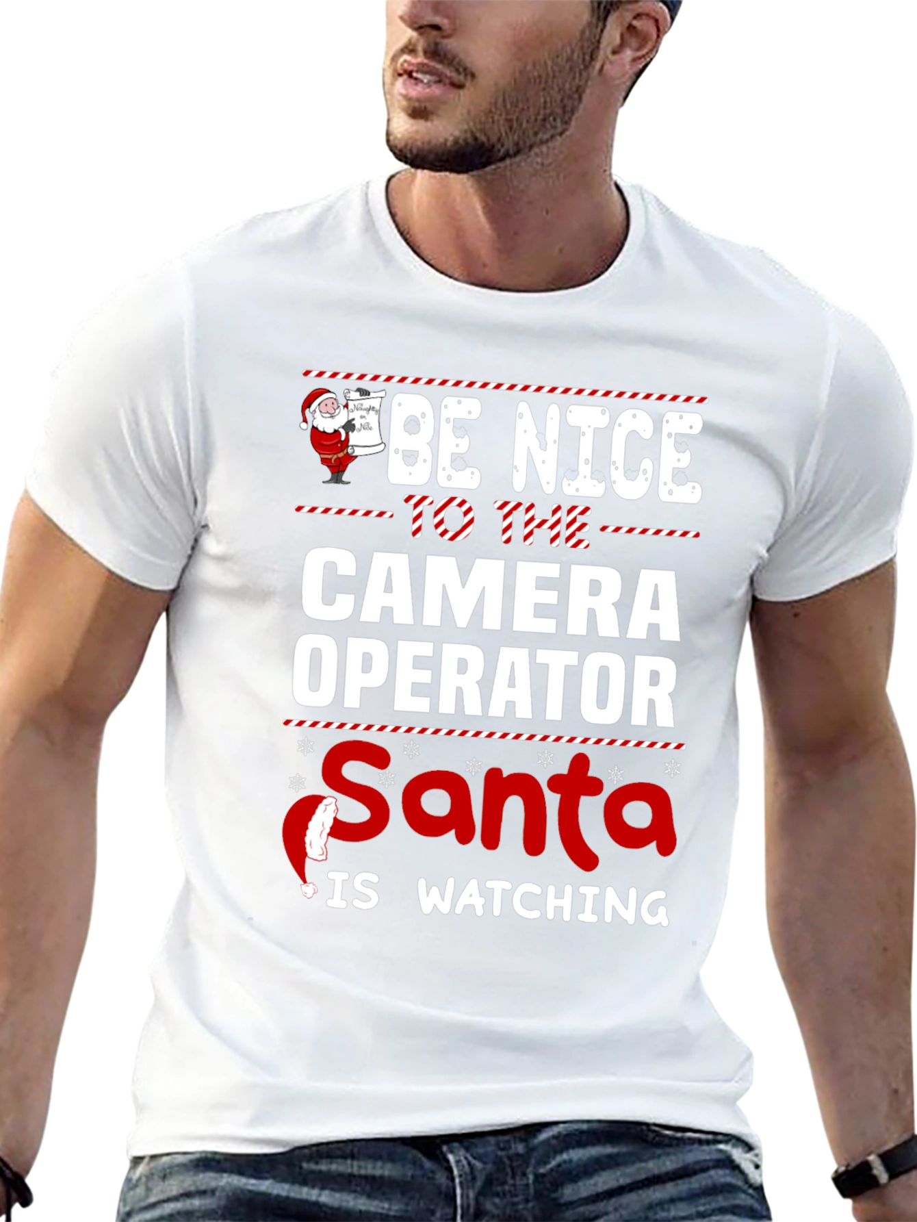 Be Nice To The Camera Operator Santa T-Shirt