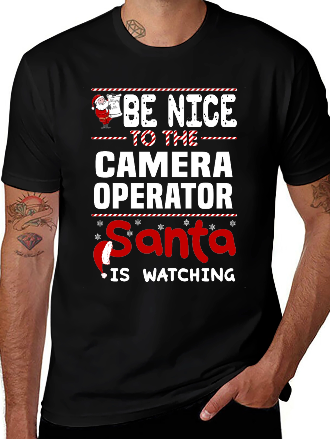 Be Nice To The Camera Operator Santa T-Shirt