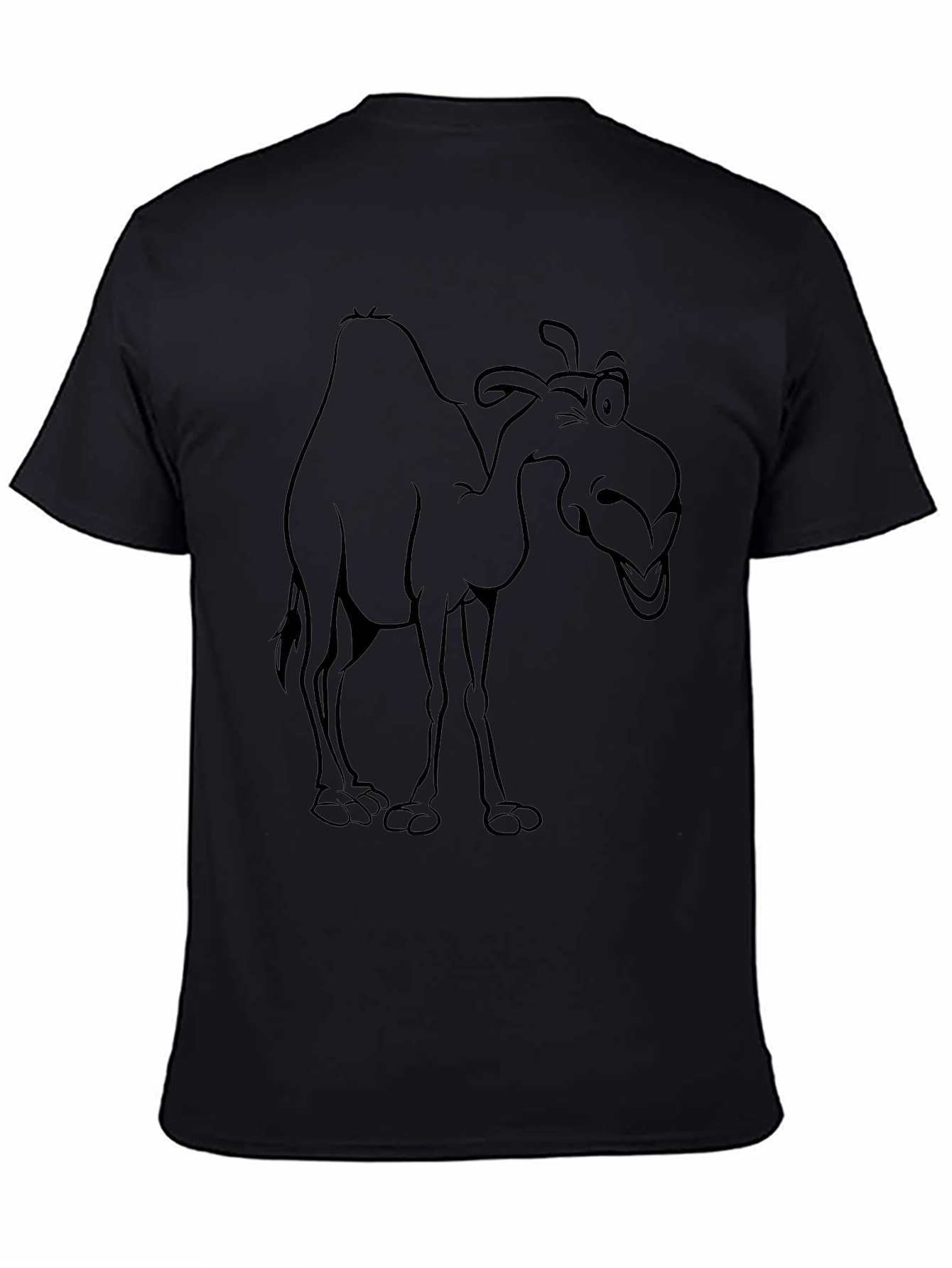 Funny Camel Graphic Print Black T-Shirt