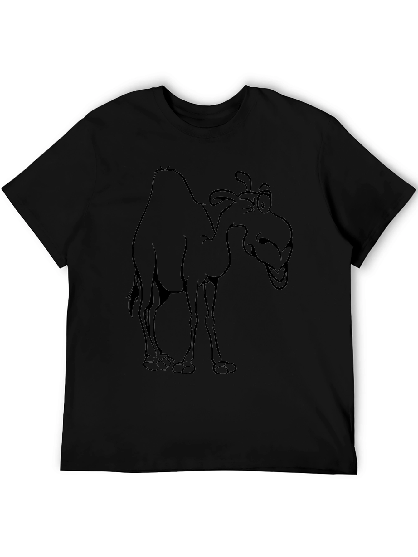 Funny Camel Graphic Print Black T-Shirt