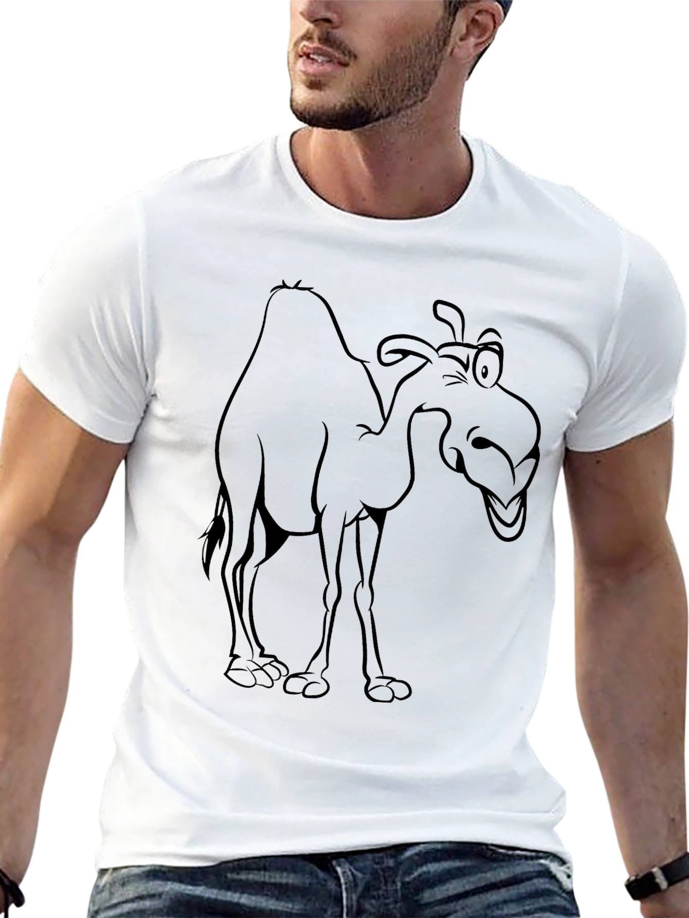 Funny Camel Graphic Print Black T-Shirt
