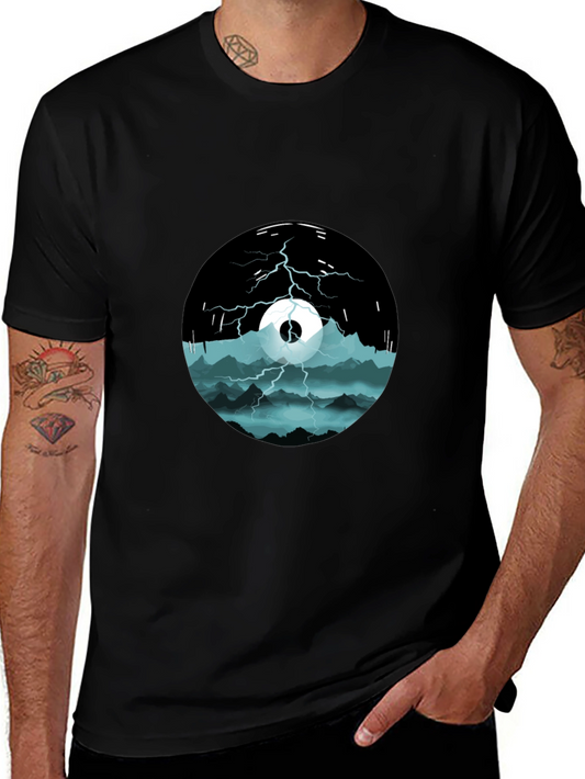 Stormy Mountain Graphic Tee - Black Cotton Blend