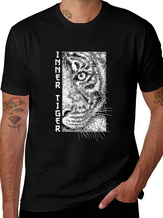 Inner Tiger Graphic Tee - Cool Black Cotton T-Shirt