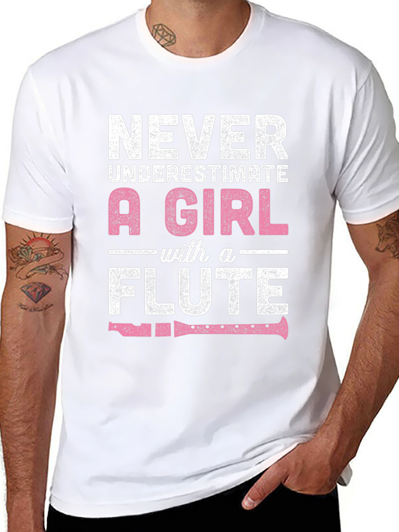 Never Underestimate Girl with Flute T-Shirt