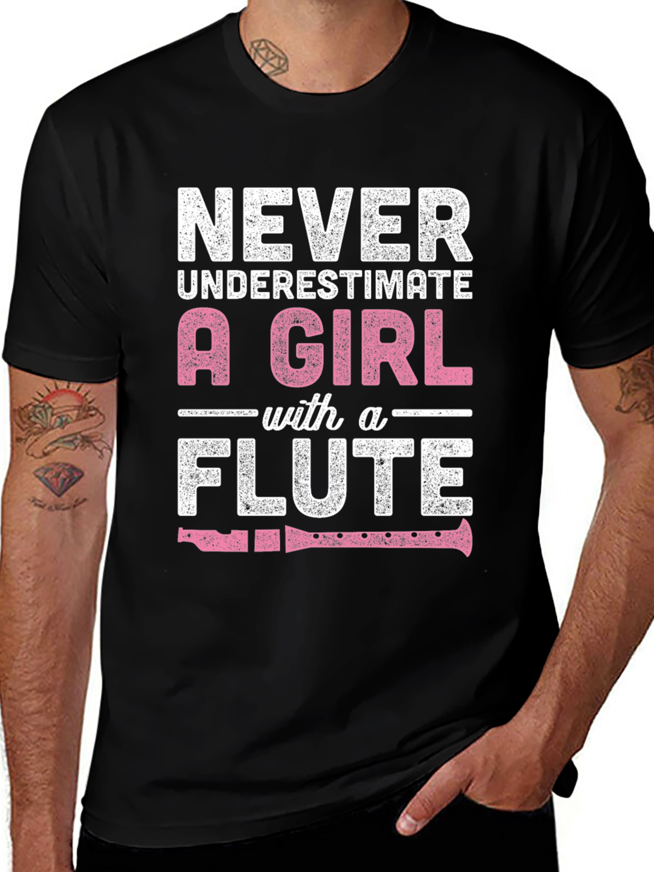 Never Underestimate Girl with Flute T-Shirt