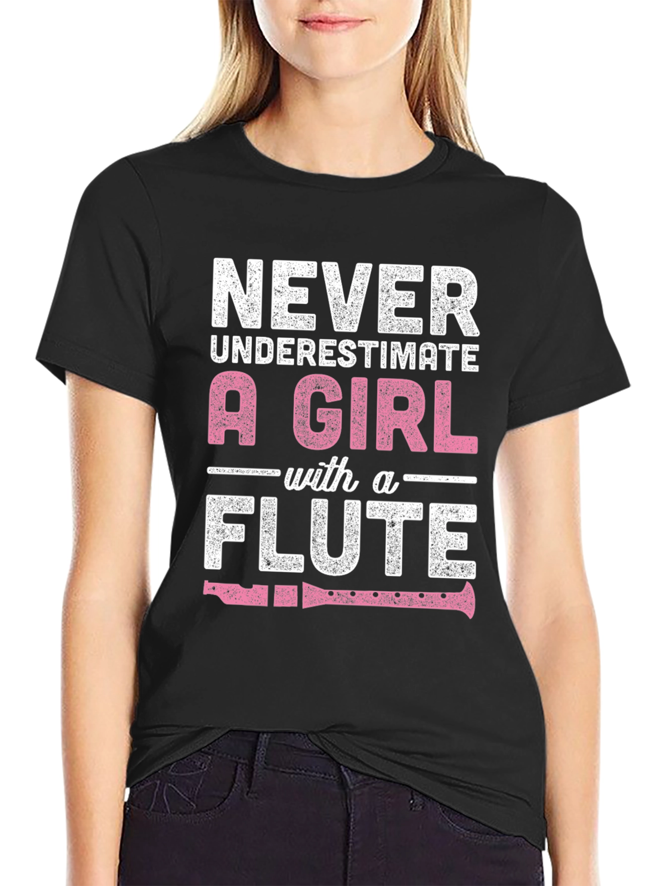 Never Underestimate Girl with Flute T-Shirt