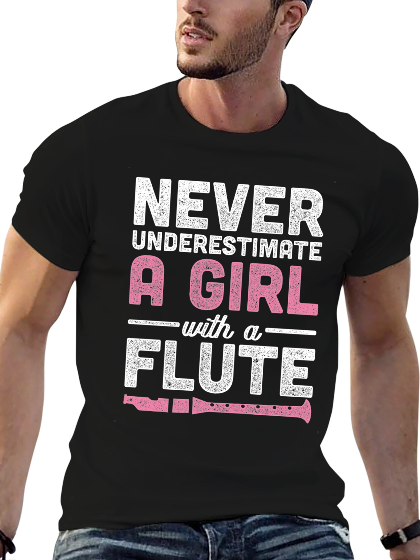 Never Underestimate Girl with Flute T-Shirt
