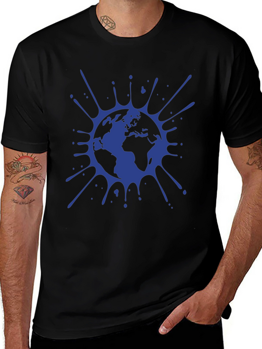 Earth Splatter Graphic Tee - Cool World Design Shirt