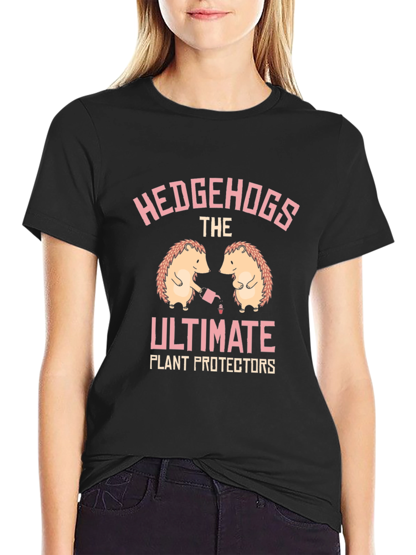 Hedgehogs Plant Protectors T-Shirt - Black Cotton Tee