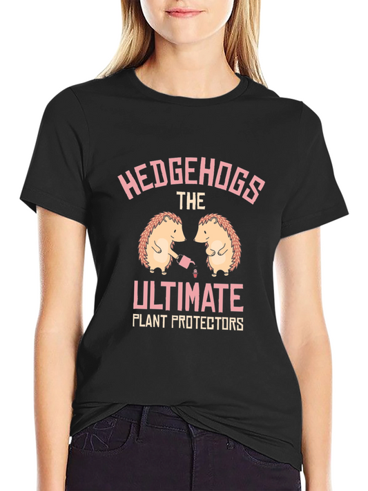 Hedgehogs Plant Protectors T-Shirt - Black Cotton Tee