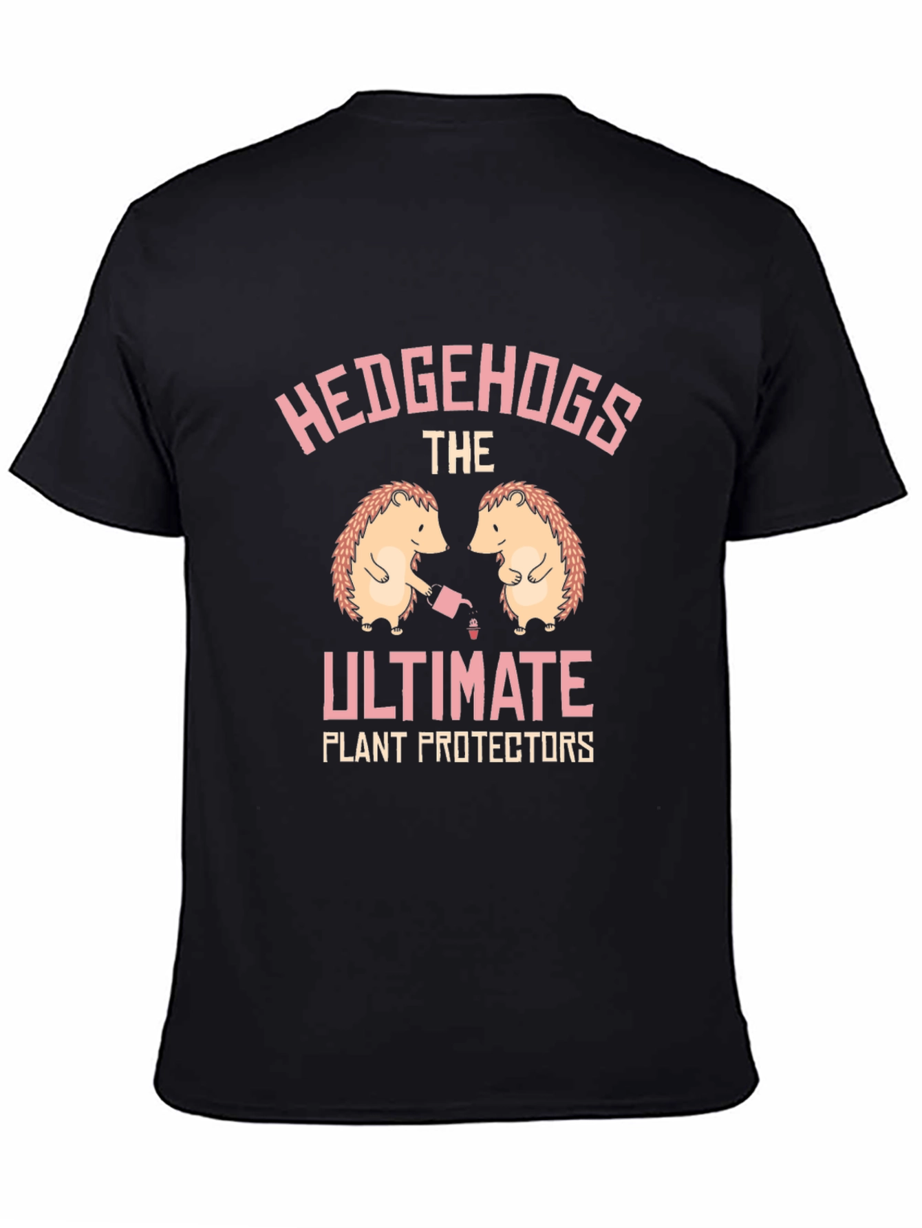 Hedgehogs Plant Protectors T-Shirt - Black Cotton Tee