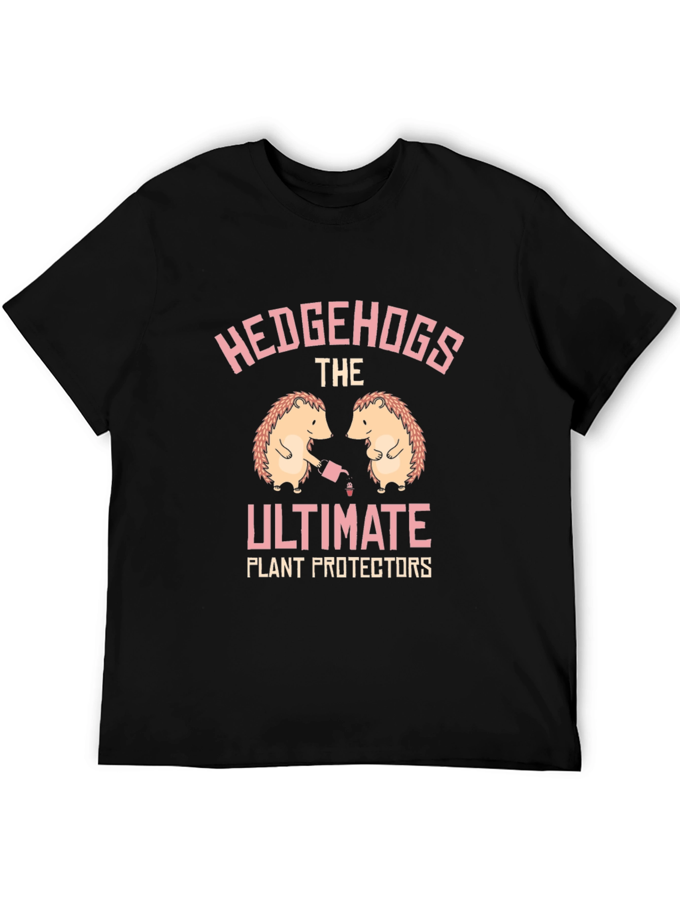 Hedgehogs Plant Protectors T-Shirt - Black Cotton Tee