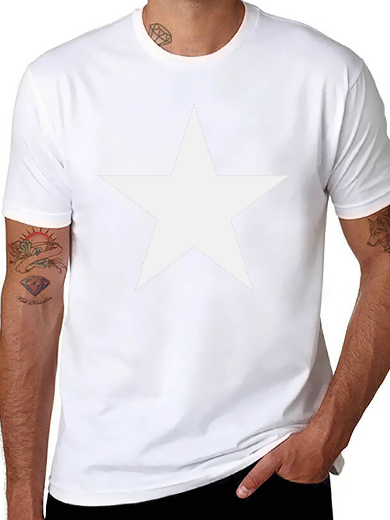 Bold Star Graphic Tee - Classic Black Cotton Shirt