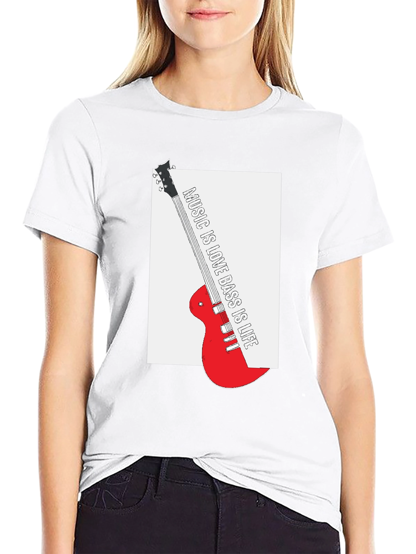 Music is Love Bass is Life Black T-Shirt