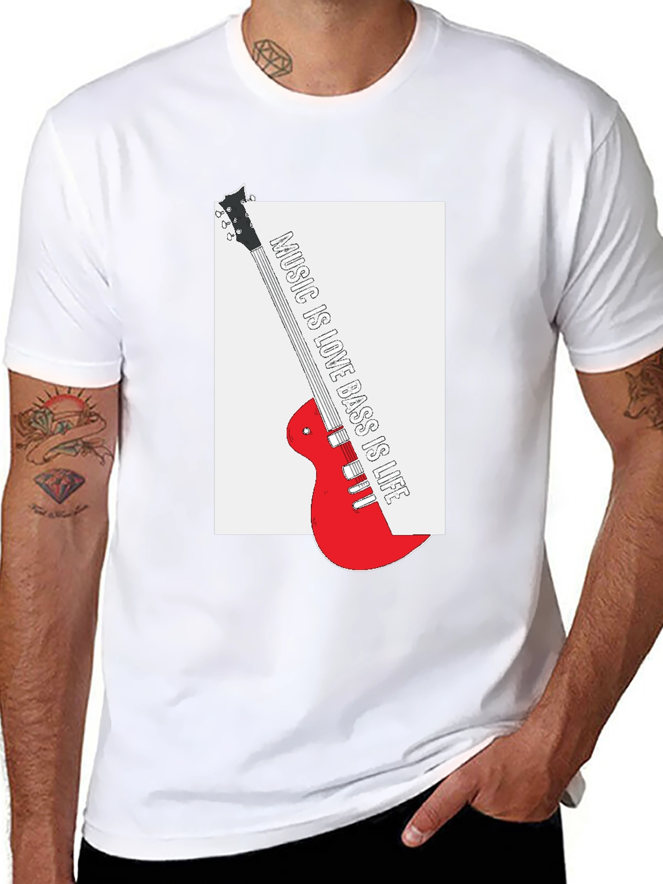 Music is Love Bass is Life Black T-Shirt