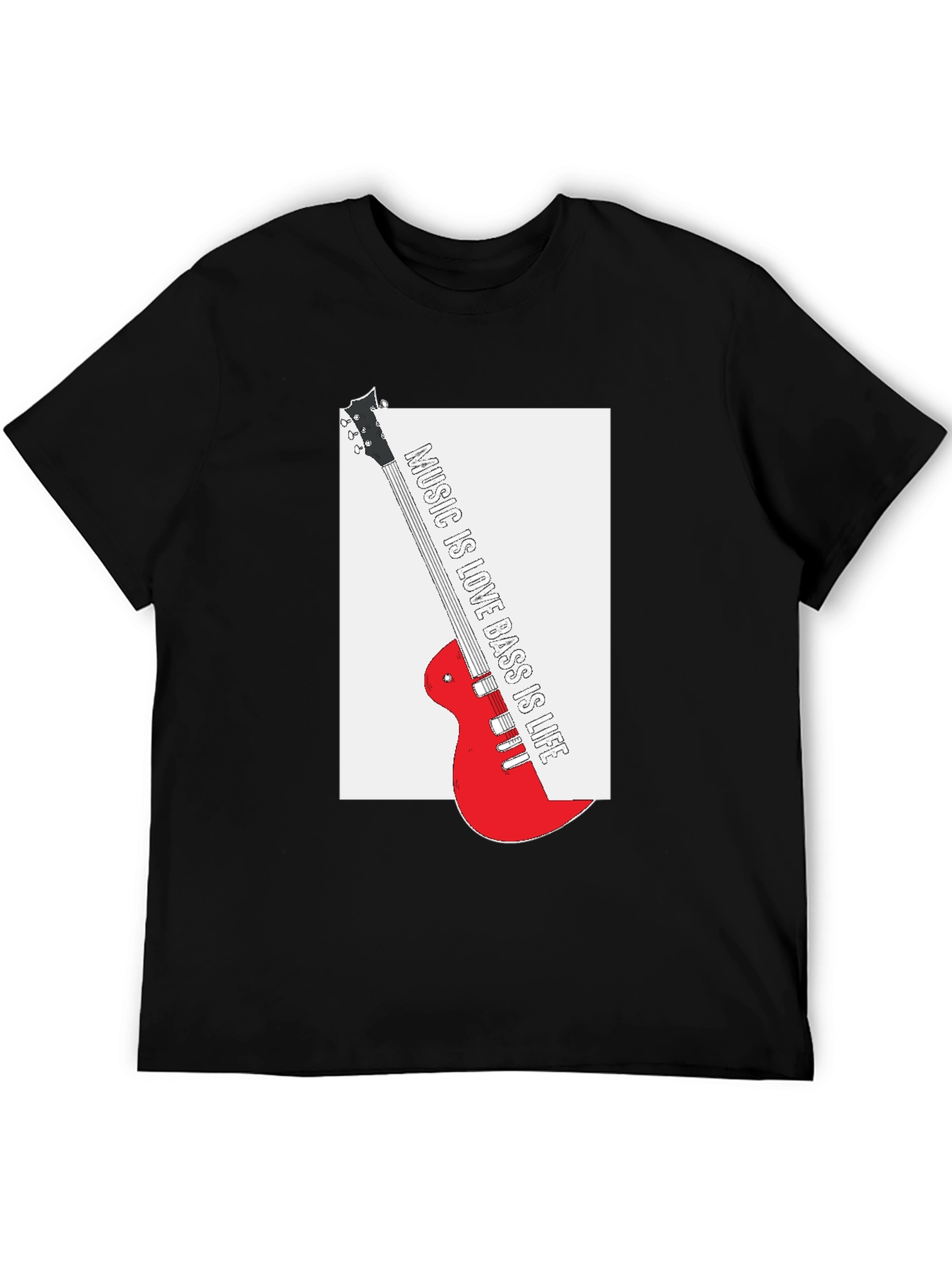 Music is Love Bass is Life Black T-Shirt