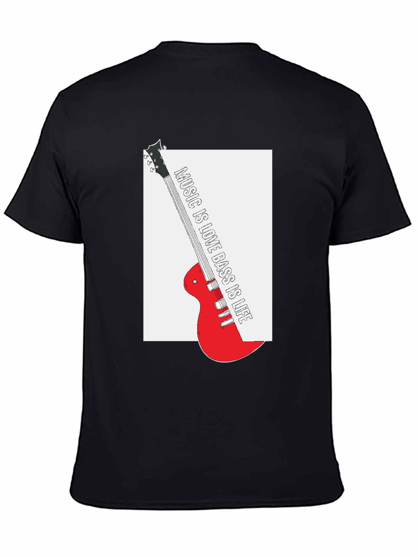 Music is Love Bass is Life Black T-Shirt