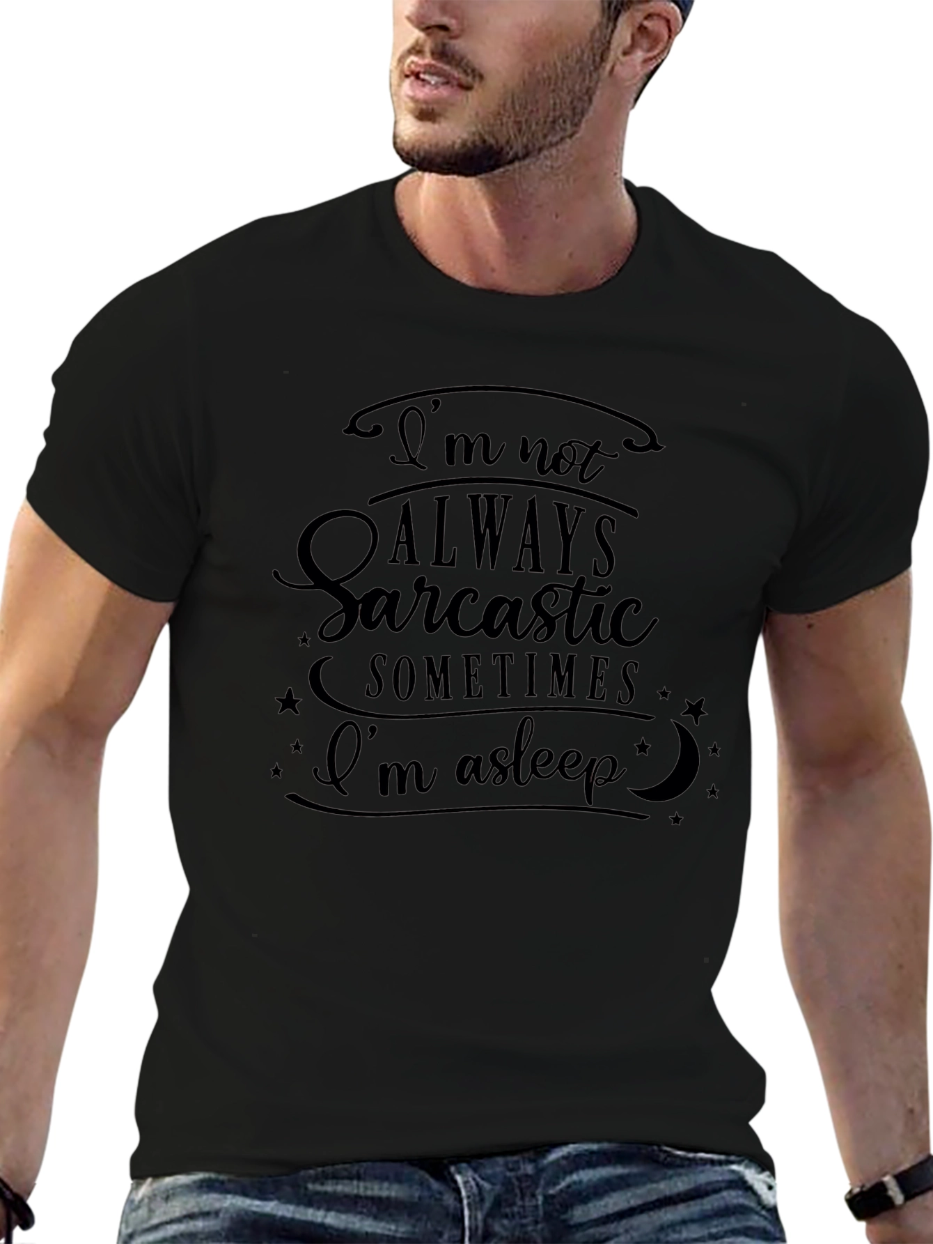 Sarcastic Humor Graphic Tee - Black Cotton