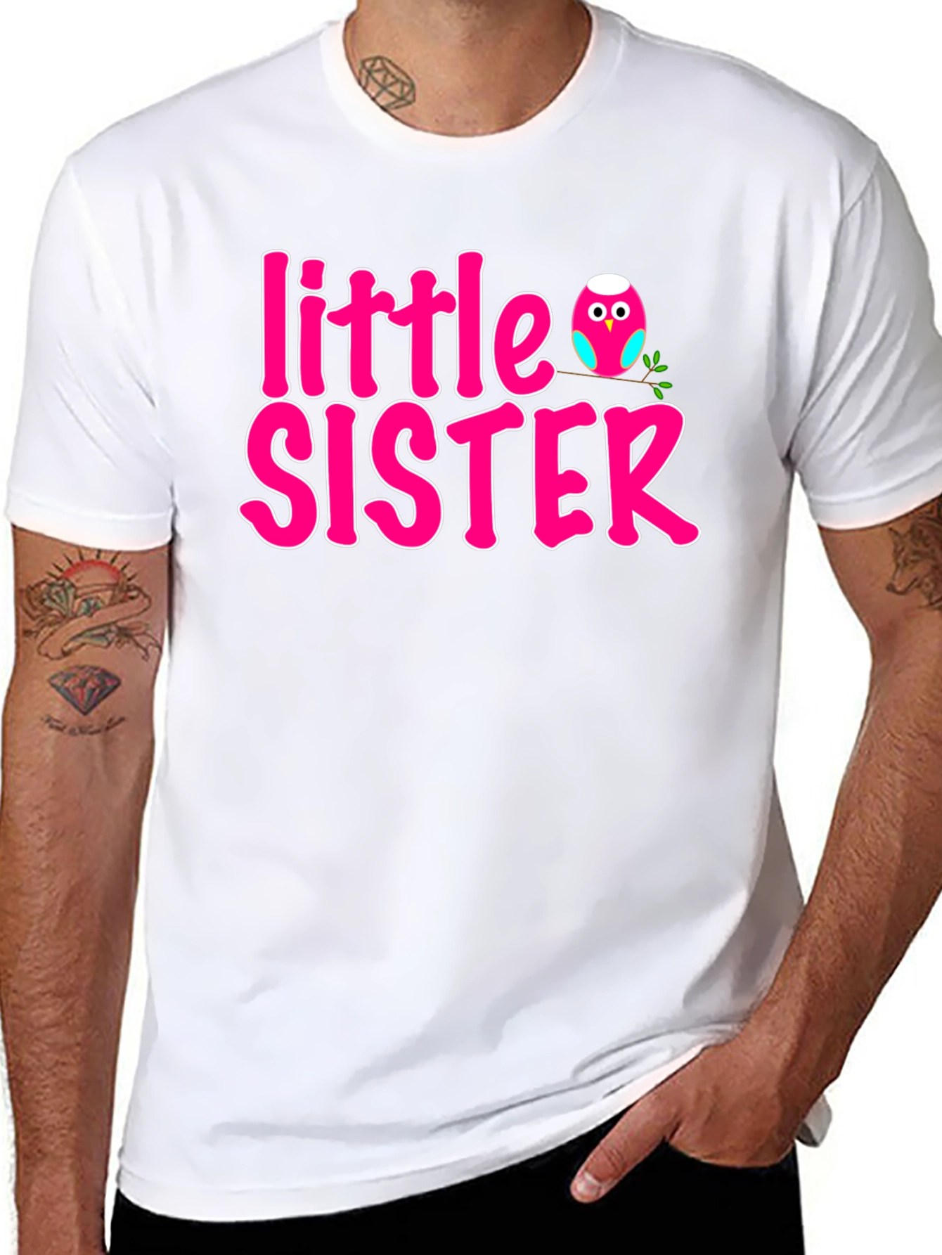Little Sister Pink Owl T-Shirt