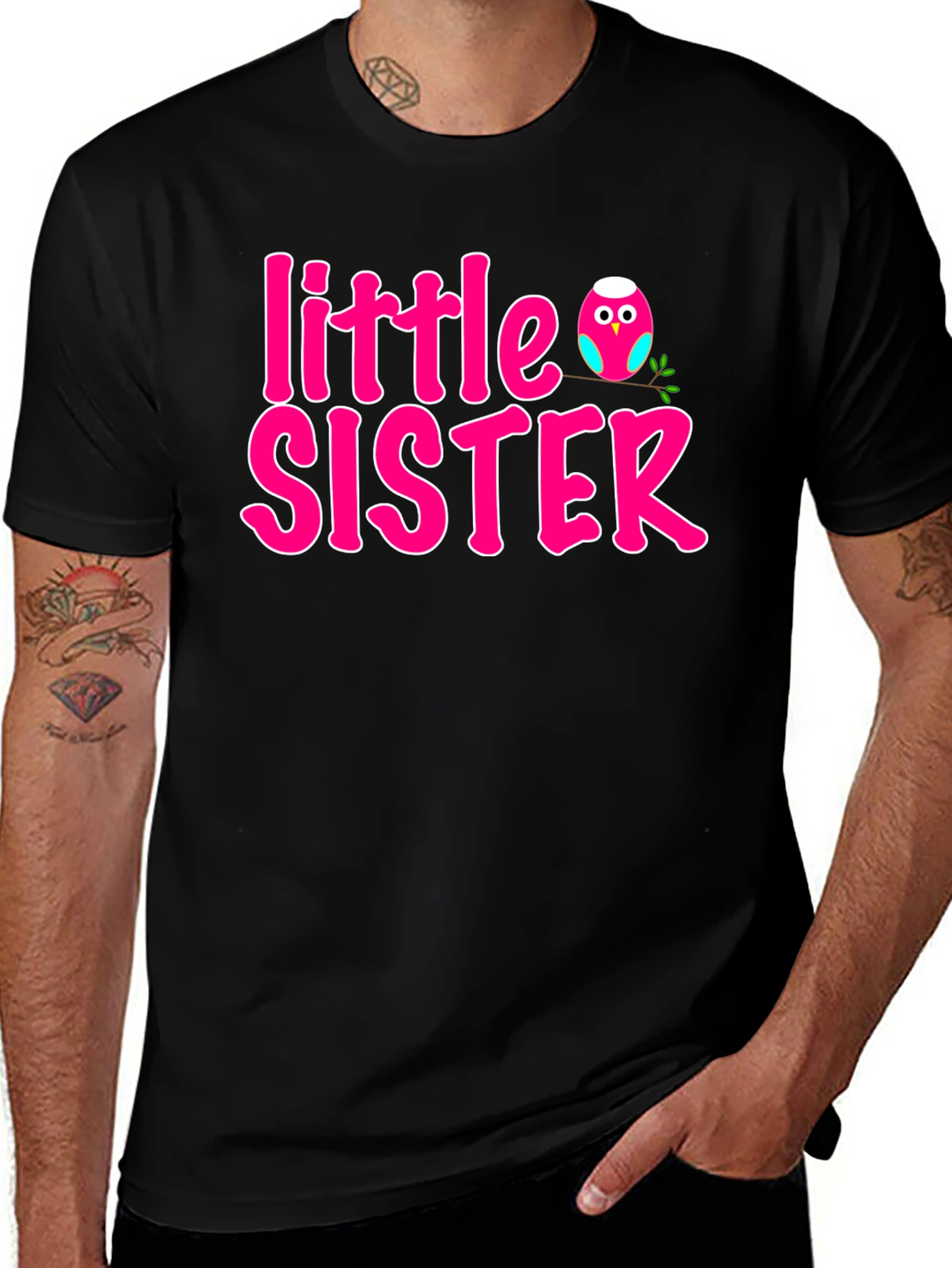 Little Sister Pink Owl T-Shirt