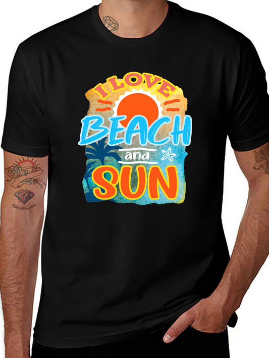 I Love Beach and Sun Black T-Shirt