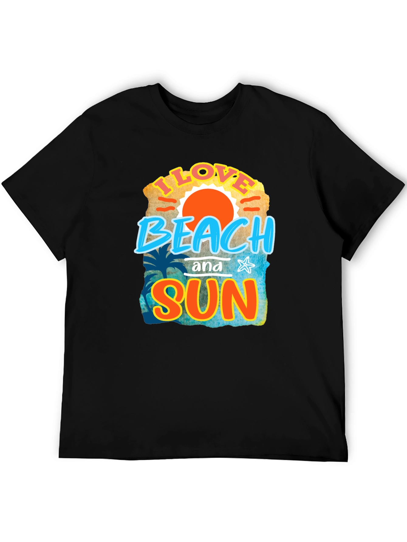 I Love Beach and Sun Black T-Shirt