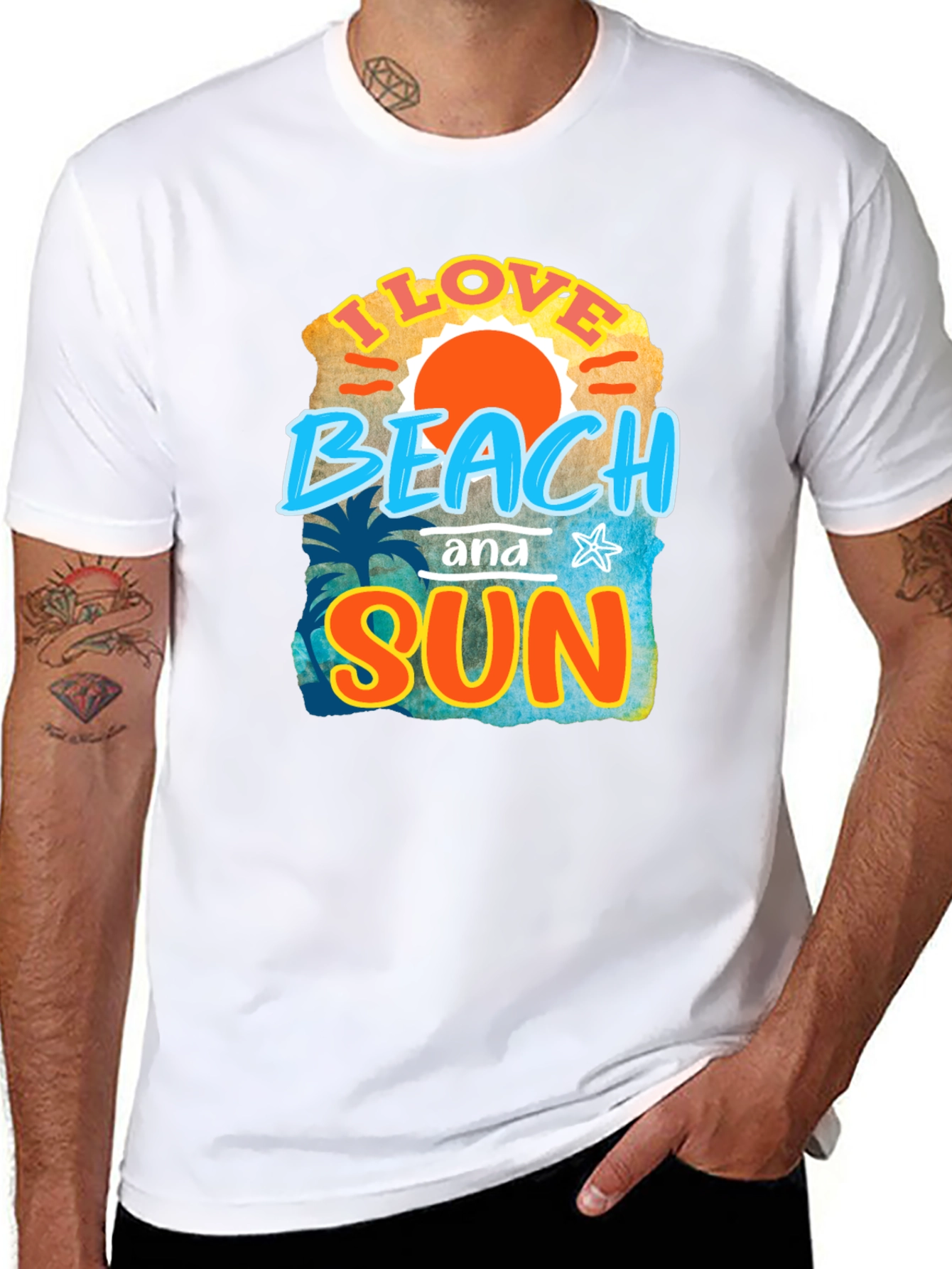 I Love Beach and Sun Black T-Shirt