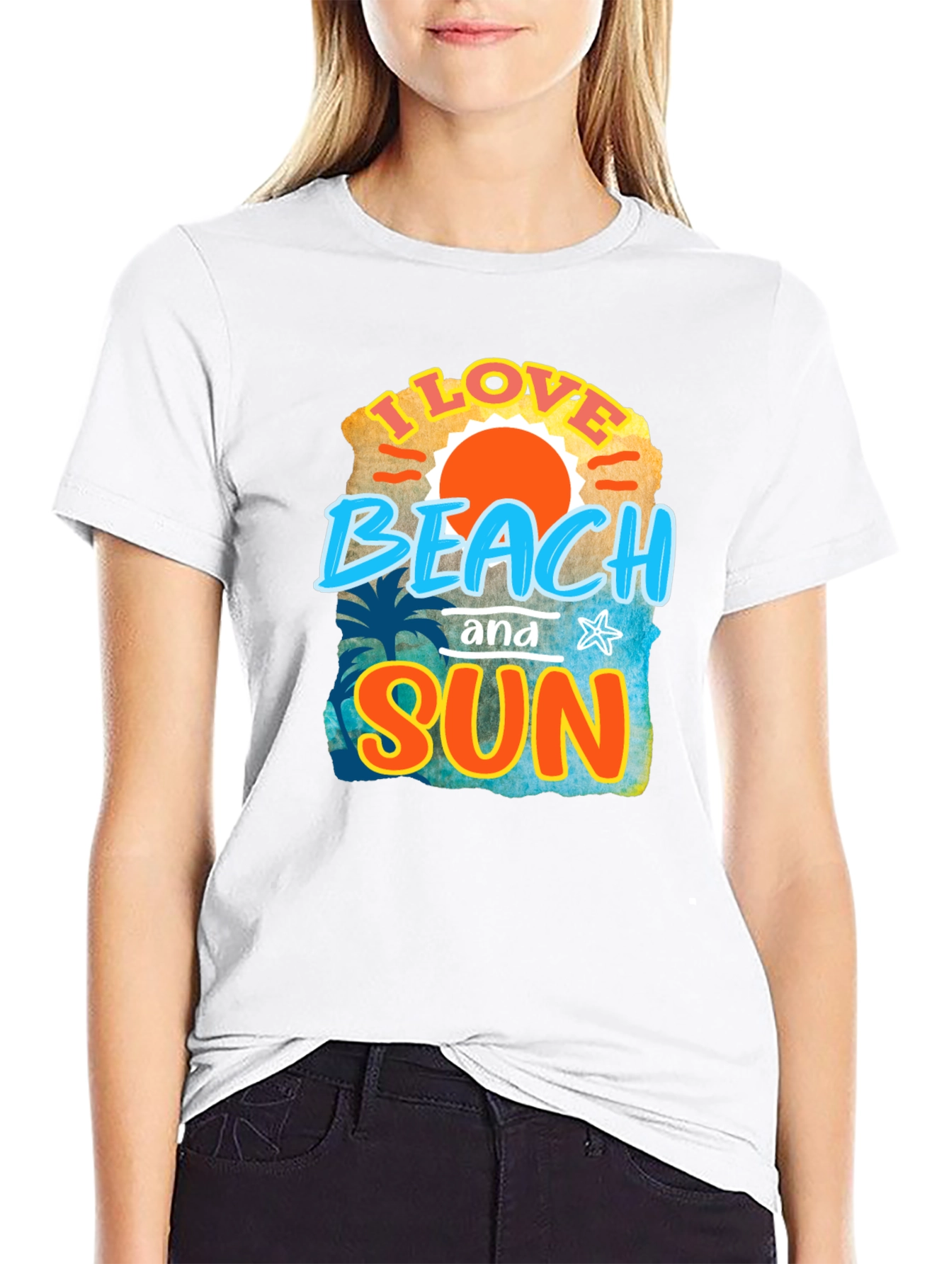 I Love Beach and Sun Black T-Shirt
