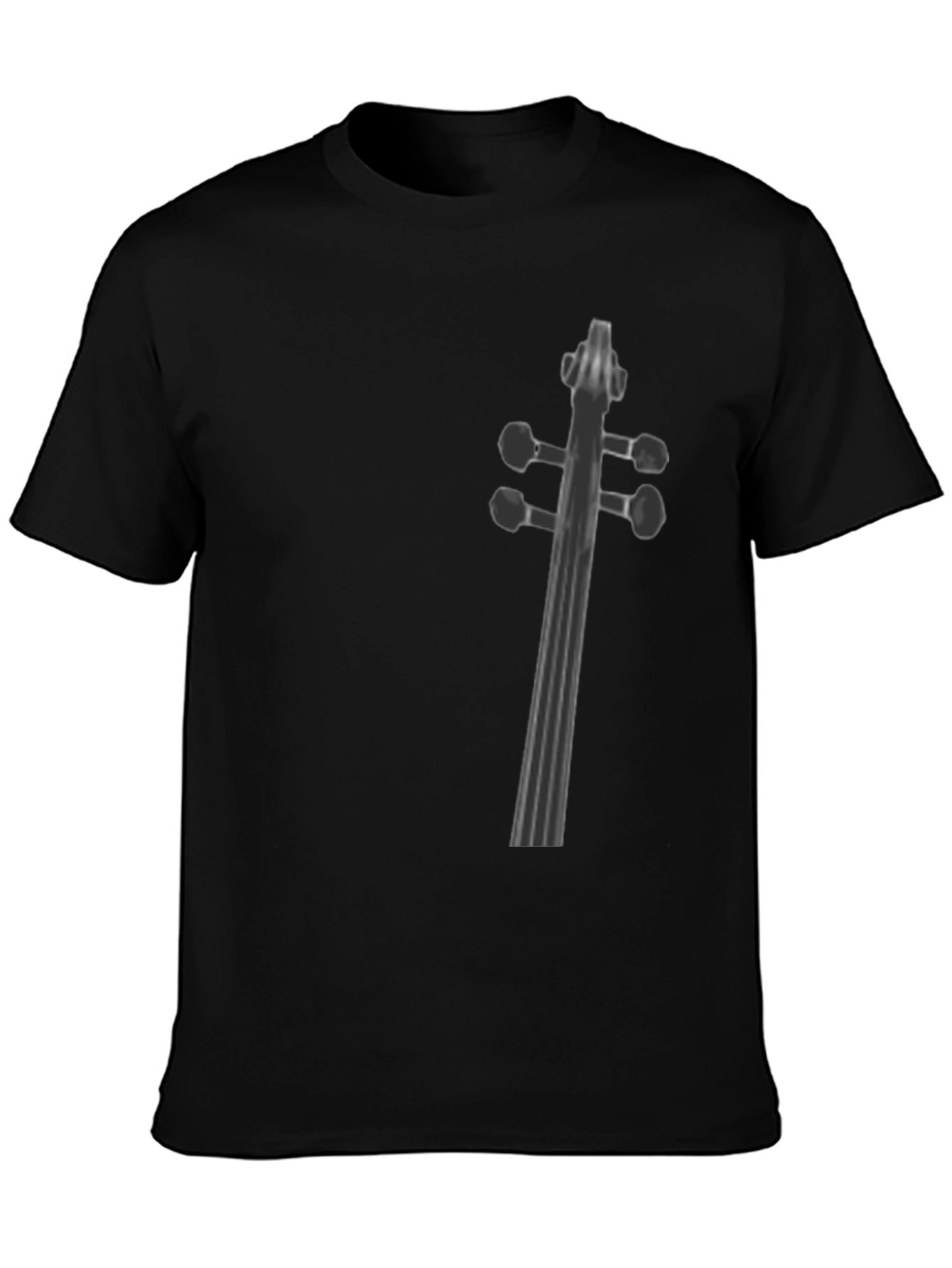 Musicians Black T-Shirt with Fiddle Neck Print